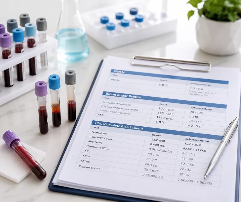 HbA1c, Blood Sugar Profile, CBC