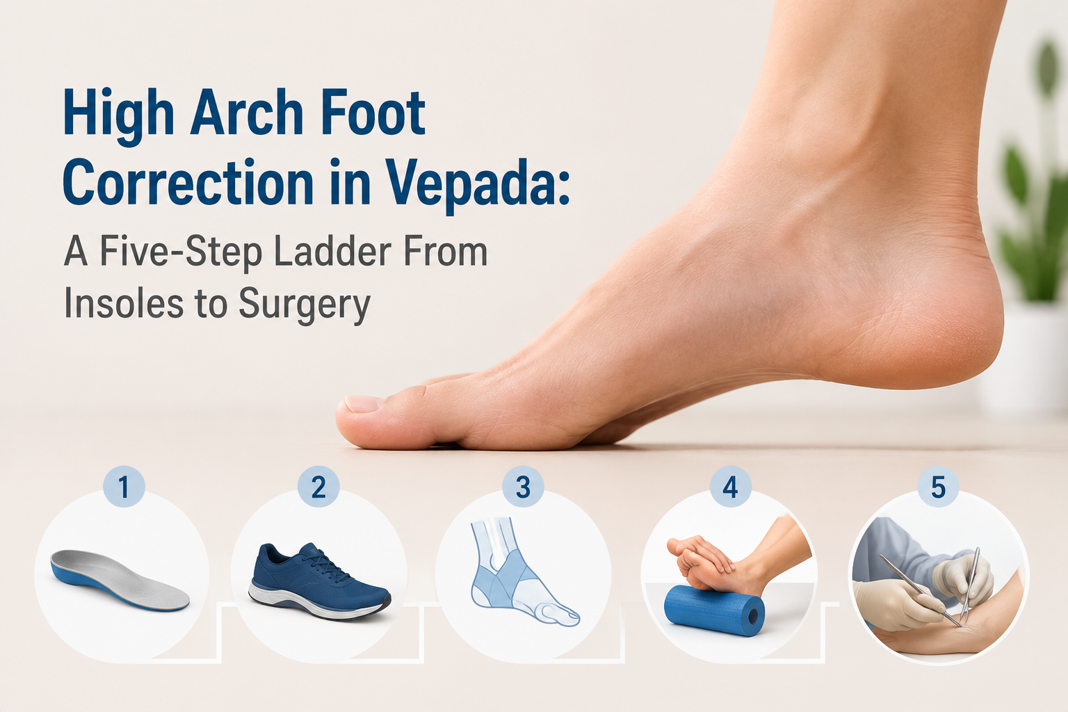 High Arch Foot Correction in Vepada: A Five-Step Ladder From Insoles to Surgery